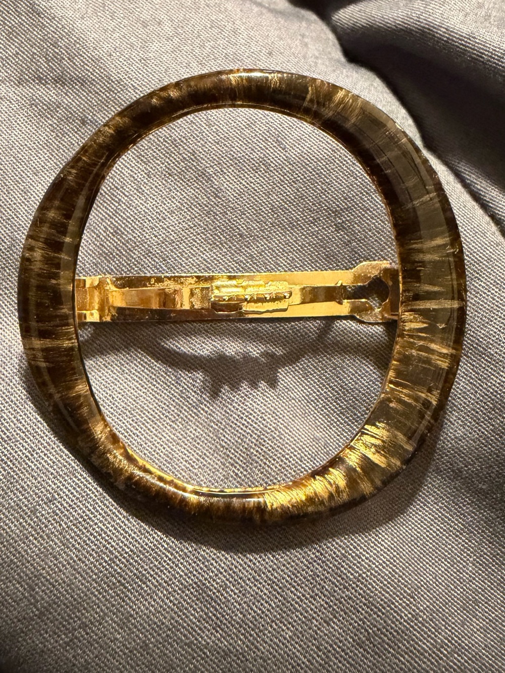 Ficcare Made in France Oval Hair Barrette Brown Gold Tortoise Tone Vintage Hair